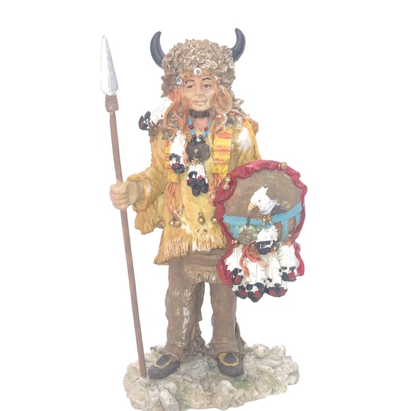 Native American Indian Figurine Sculpture Holding Spear - Picture 1 of 12